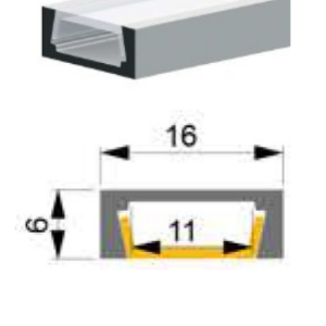 4m 15 x 6mm Surface Mount Aluminium Profile Channel Extrusion (PICKUP ONLY)